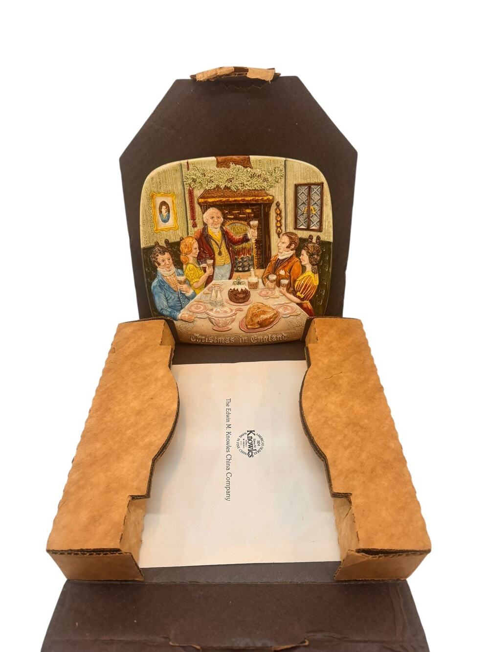 Edwin M Knowles Christmas In England Collector Plate Box Royal Doulton